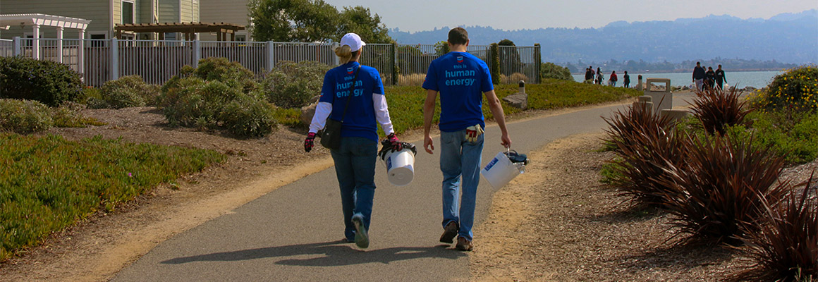 Chevron volunteers participating in Coastal Cleanup Day.