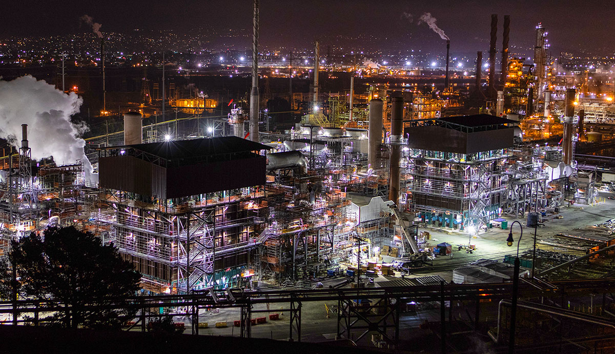 Part of the Richmond Modernization Project at night.